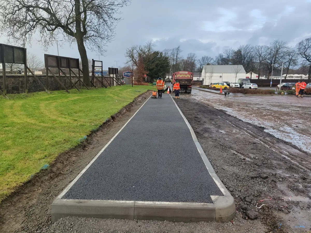 Paved garden pathway with precision kerb edging installed in Scotland